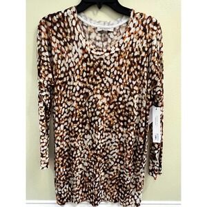Liverpool Brown Top Sweater Size Large NWT Animal Print​